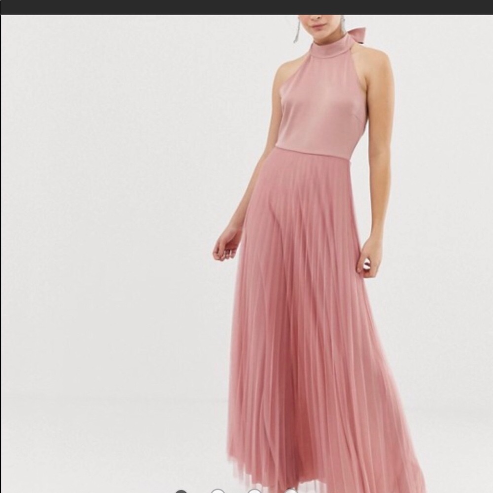 ASOS Halter Top Blush/Rose Tulle Maxi Dress size 4
